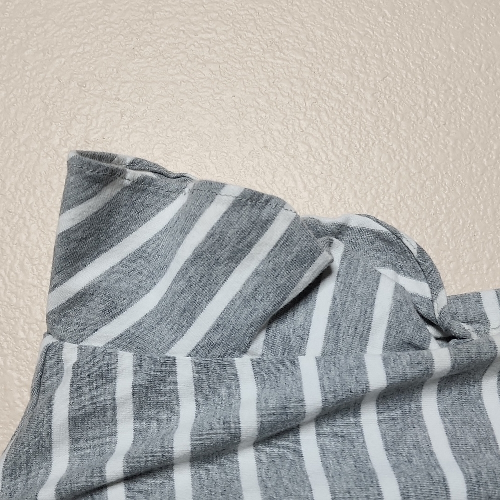 J CREW Gray and White Striped Flutter Sleeve Tee - Picture 3 of 4